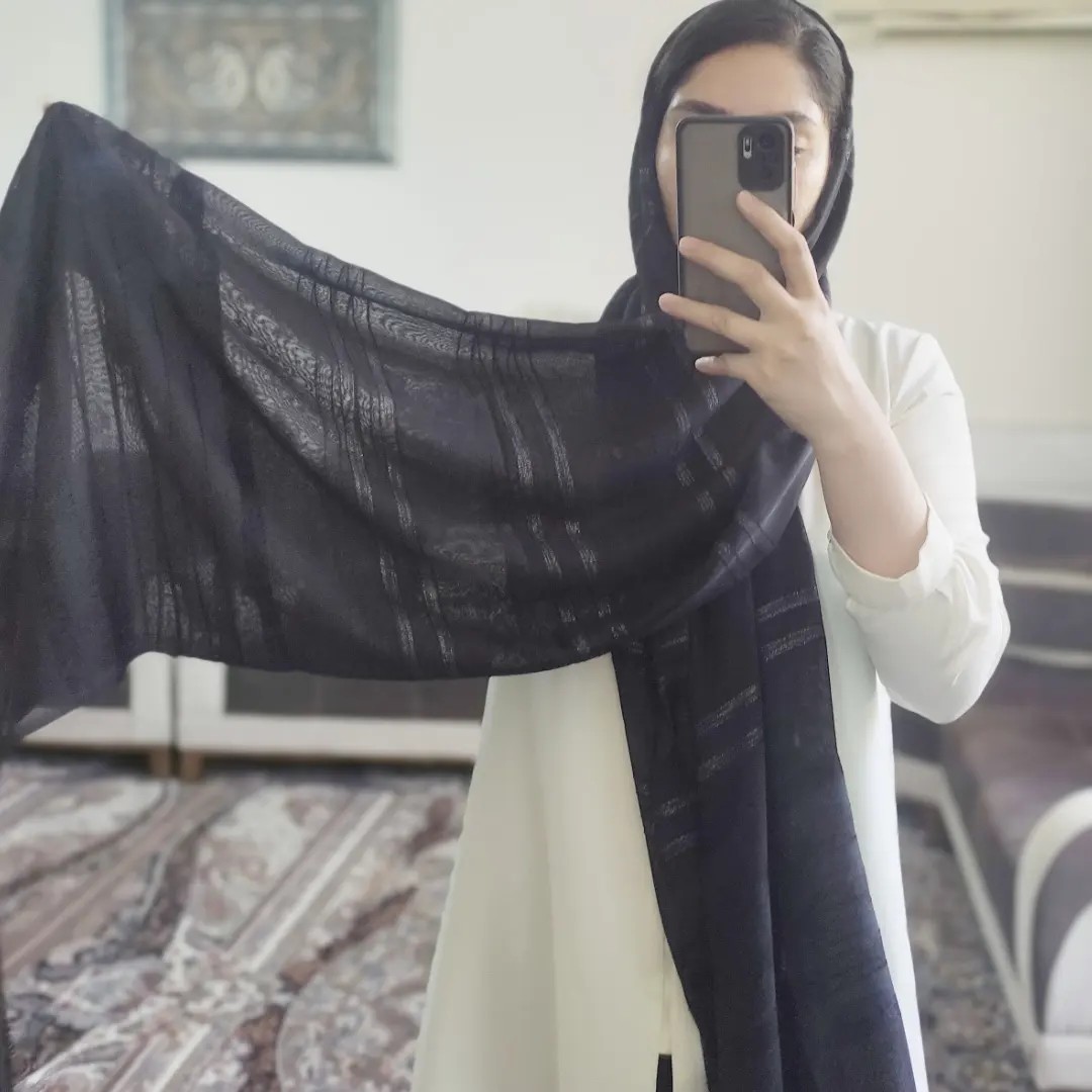 شال نخی مجلسی مشکی بسیار خنک مناسب فصل تابستون
