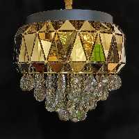 لوستر گرد 9 شعله مدرن مدل الماس طلایی دایره قطر  35 سانتیمتر  خرید از تولیدی 