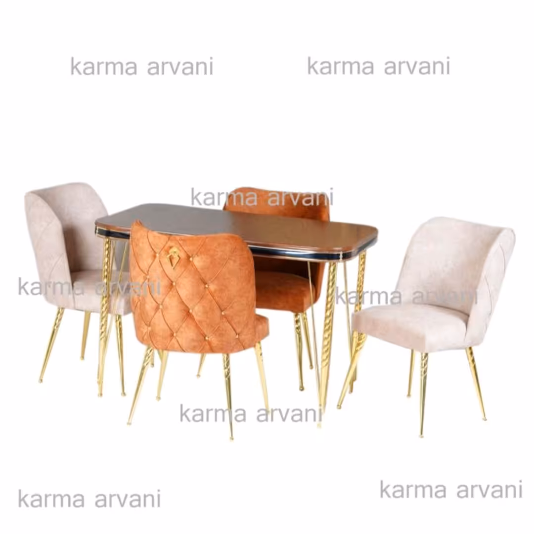 میزناهارخوری استیل8نفره مدل ایفل2 استیل طلایی فورتیک برند کارما ارسال رایگان 