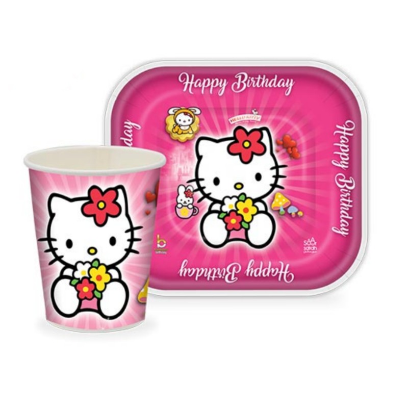 تم تولد بشقاب لیوان کیتی 12 عددی 