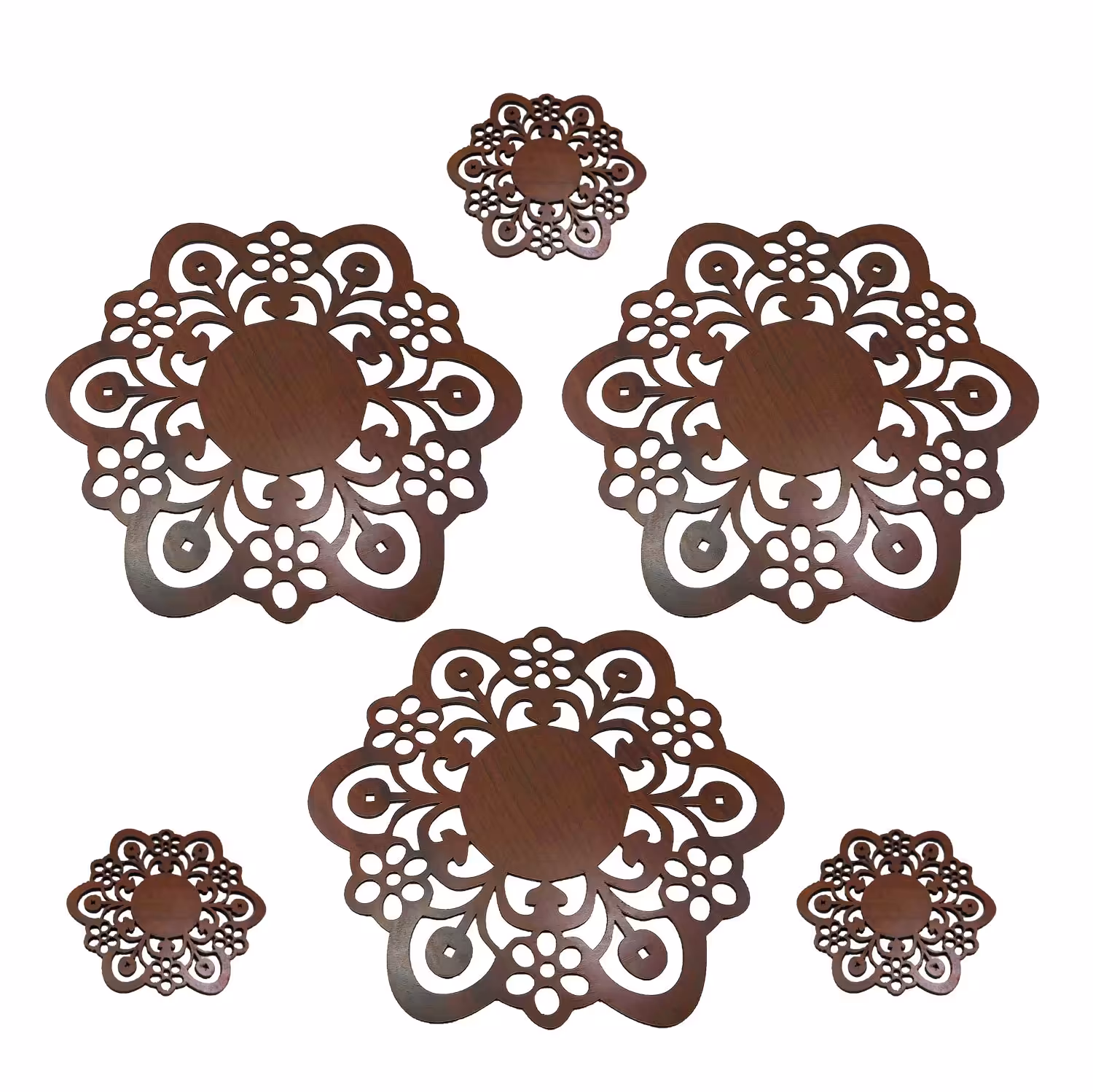 زیر بشقابی و زیر لیوانی گل اسلیمی مجموعه 6 عددی کد 159