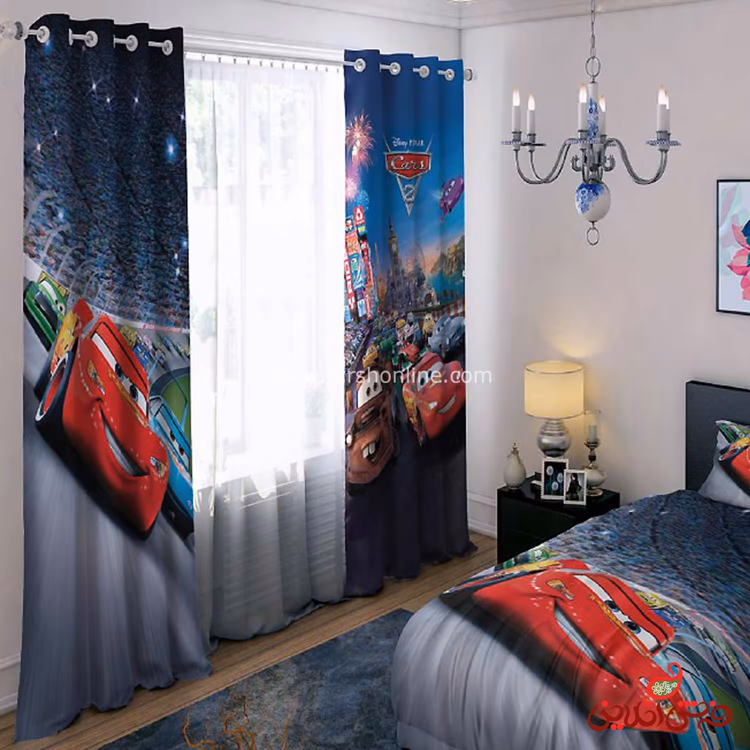 پرده 2 عددی کد 15293/1 طرح انیمیشن ماشین‌ها