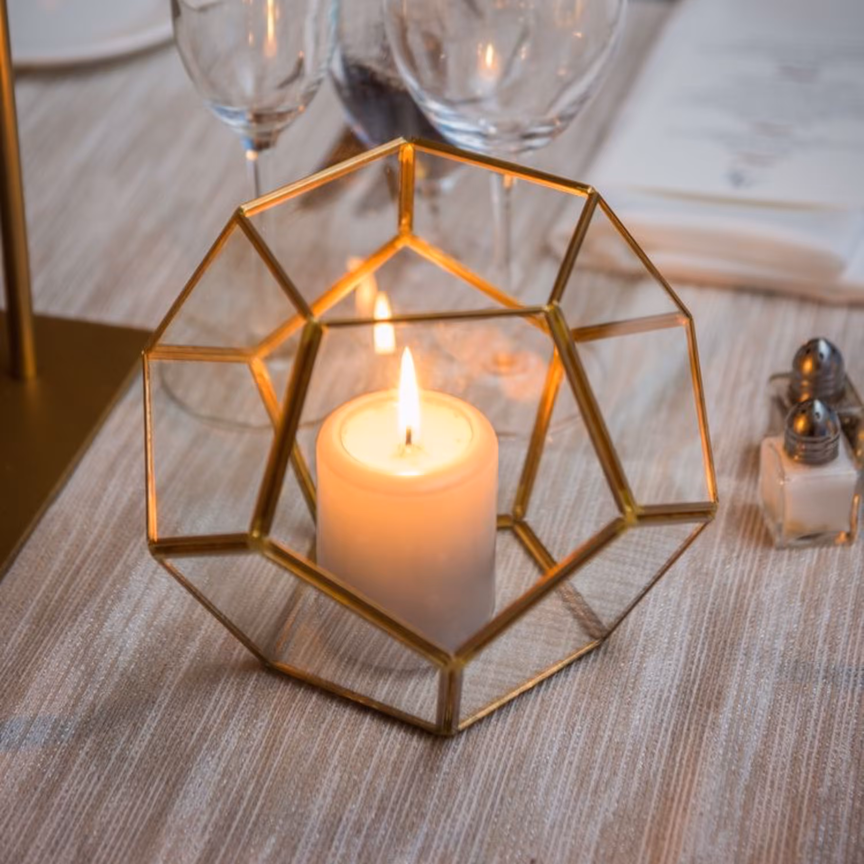 جا شمعی پنج ضلعی برنجی