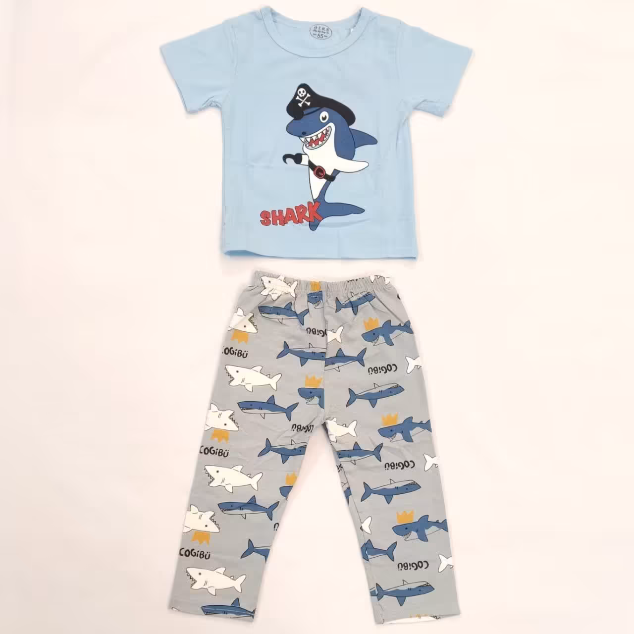 ست تی شرت و شلوار پسرانه طرح کوسه سایز 1تا 4 سال 