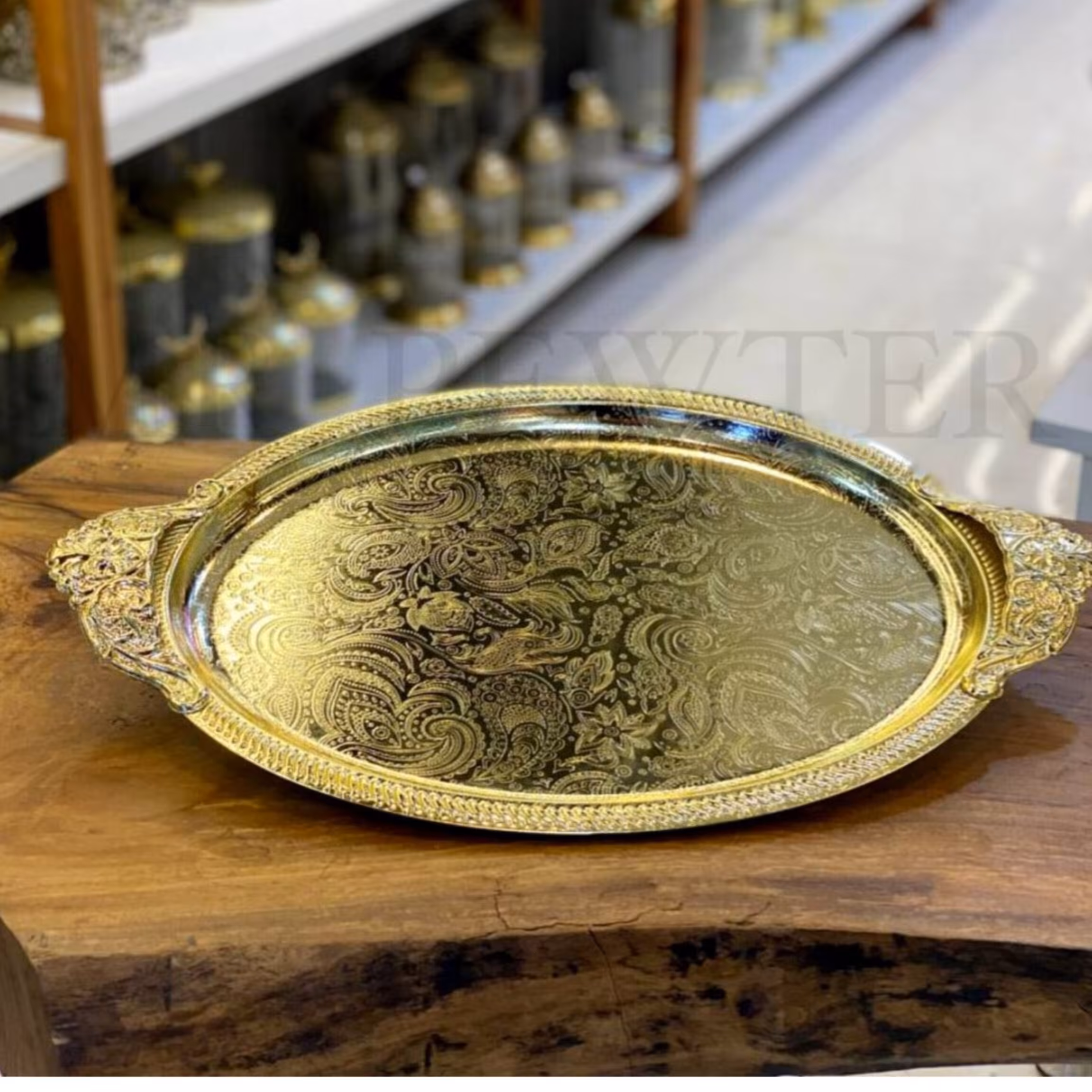 سینی پیوتر طلایی 8کاپ-سینی پذیرایی