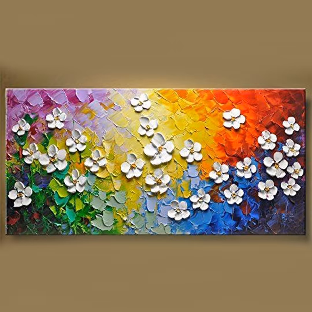 تابلوی نقاشی رنگین کمان گلها کد 56