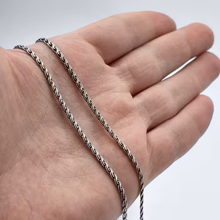 زنجیر مردانه ترک سیاه قلم طنابی  52 سانت