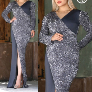 پیراهن شب زنانه مخمل پولکی وغواصی