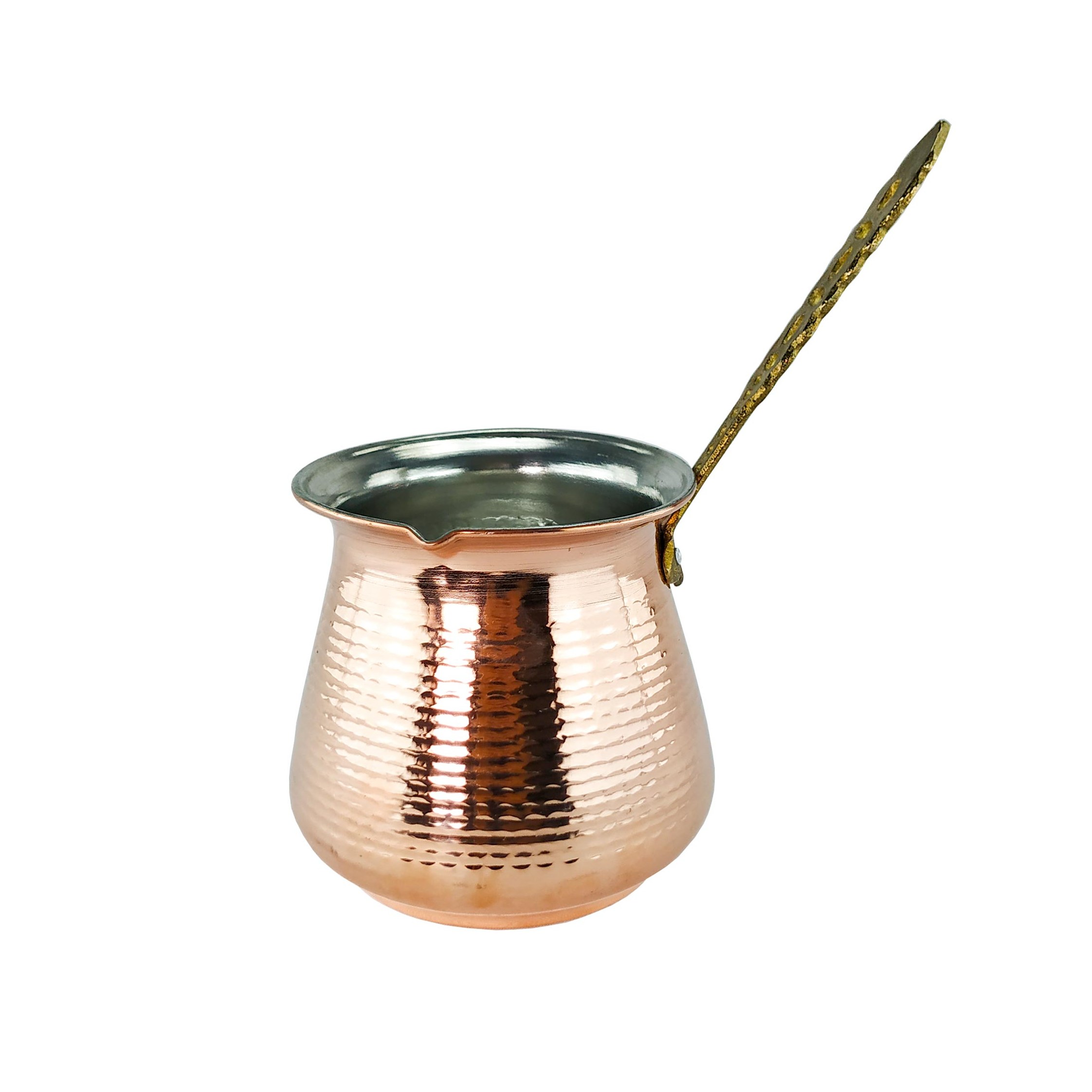 شیرجوش مسی مدل چکشی دسته برنجی سایز 1 آلامیس