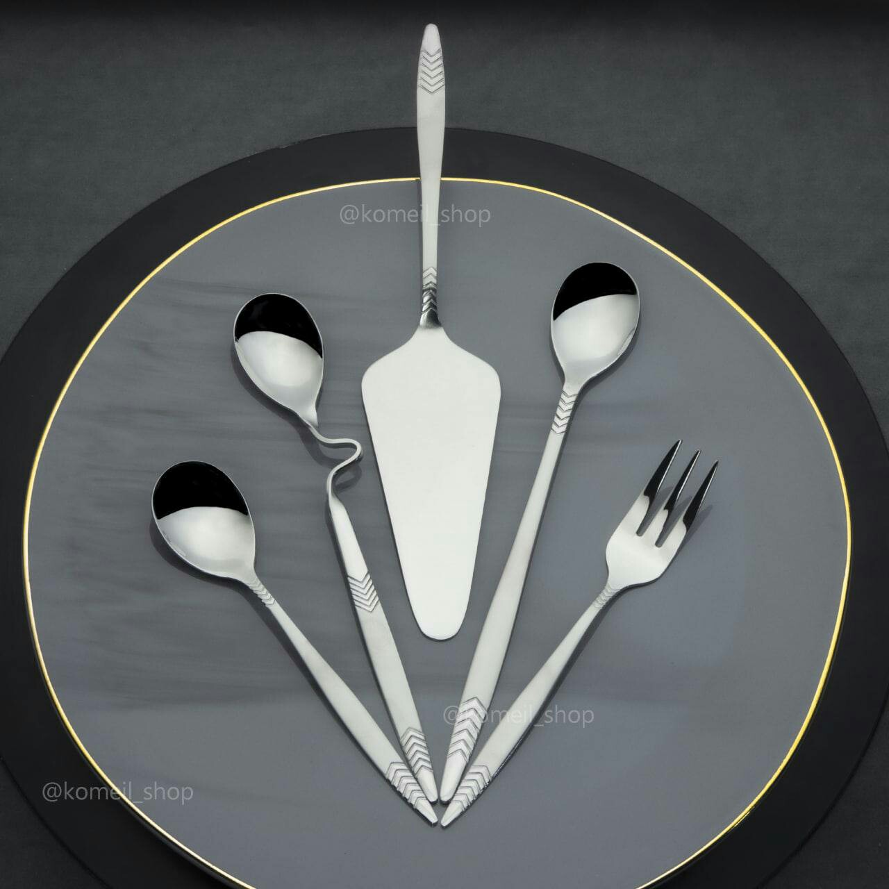 سرویس قاشق چنگال 42 نفره  لاکچری 168 پارچه مات و براق ( Happy family ) 1 S