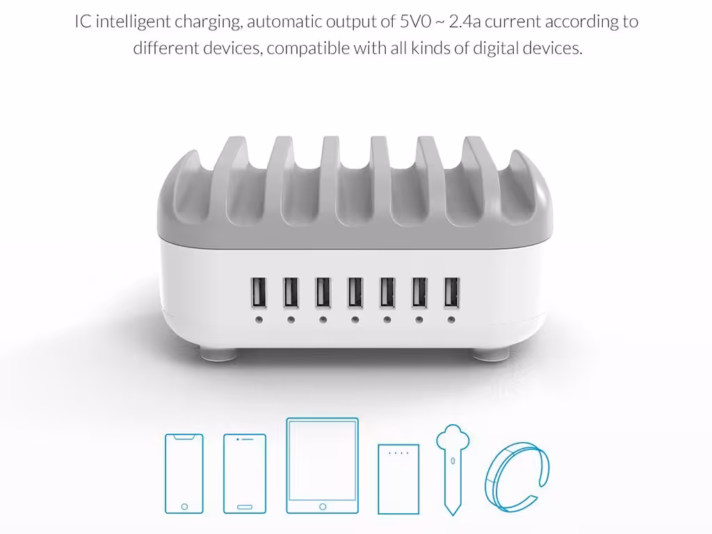 پاور هاب 7 پورت اوریکو Orcio 7 Port USB Smart Desktop Charging Station DUK-7P