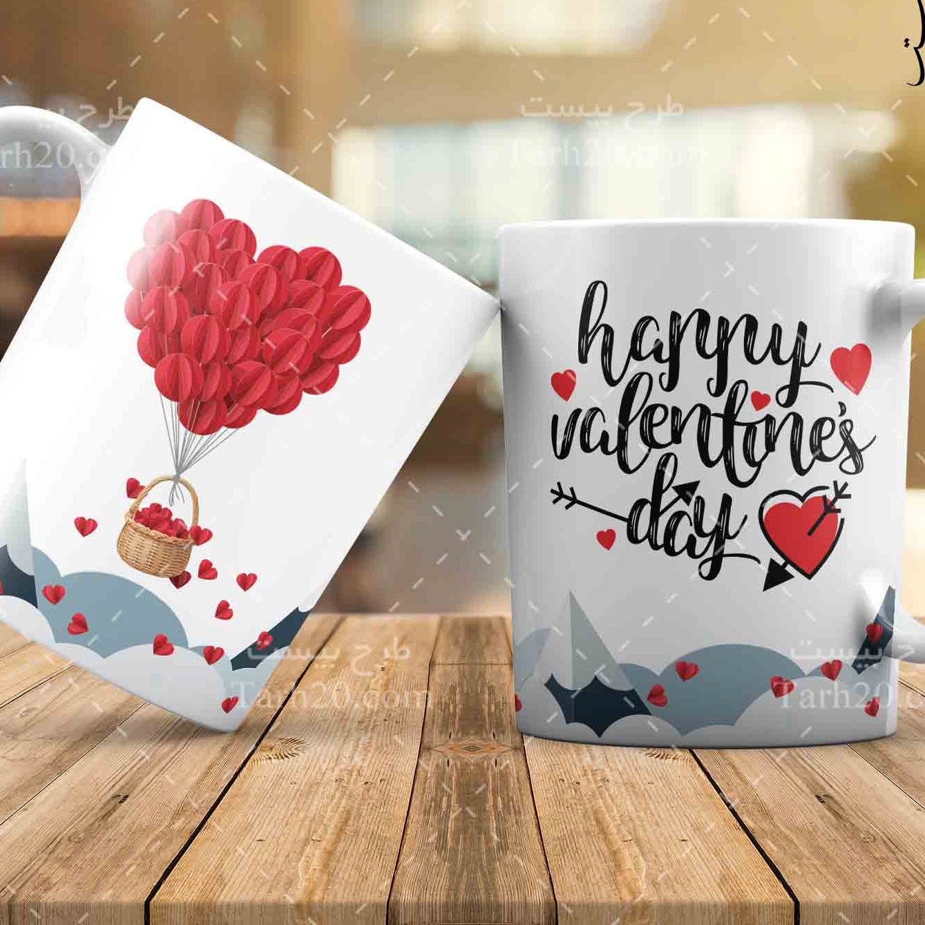 ماگ سرامیکی طرح ولنتاین مجموعه 2 عددی کد678