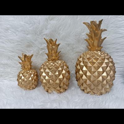دکوری آناناس 3تایی طلایی