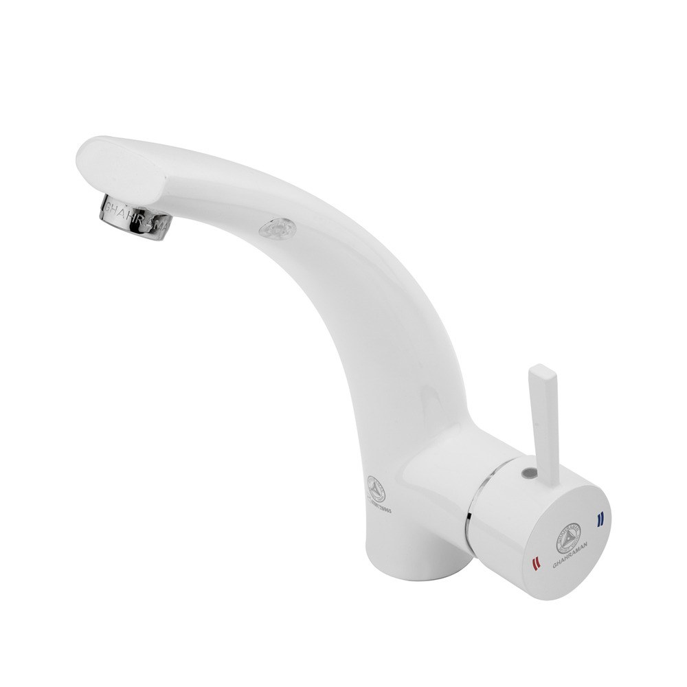 شیر روشویی قهرمان مدل ارکیده سفید کروم (60 ماه گارانتی)