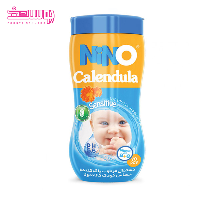 دستمال مرطوب کودک نینو مدل Calendula بسته 70 عددی