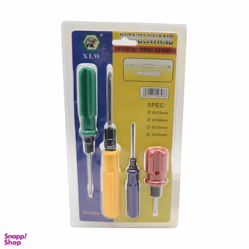 پیچ گوشتی چهارسو مدل YP-XLW 928 بسته 4 عددی