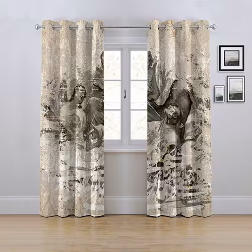 پرده پانچی مدل نقاشی وشعر ابعاد ارتفاع280درعرض145