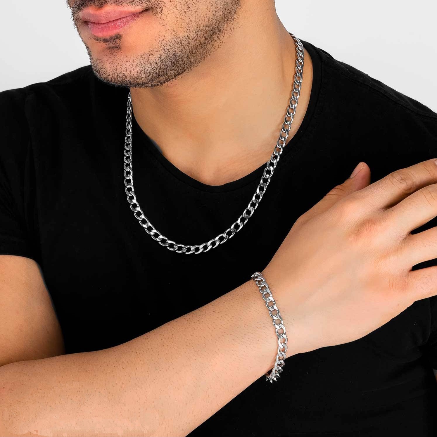 ست دستبندوگردنبندکارتیر استیل