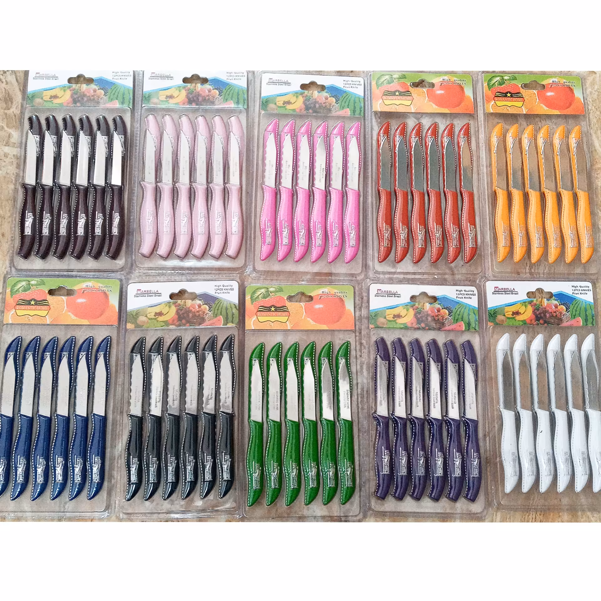 چاقو میوه خوری 12 تایی هخامنشی مارک ماربلاو رومانتیک رنگ متنوع(کارد میوه خوری )  