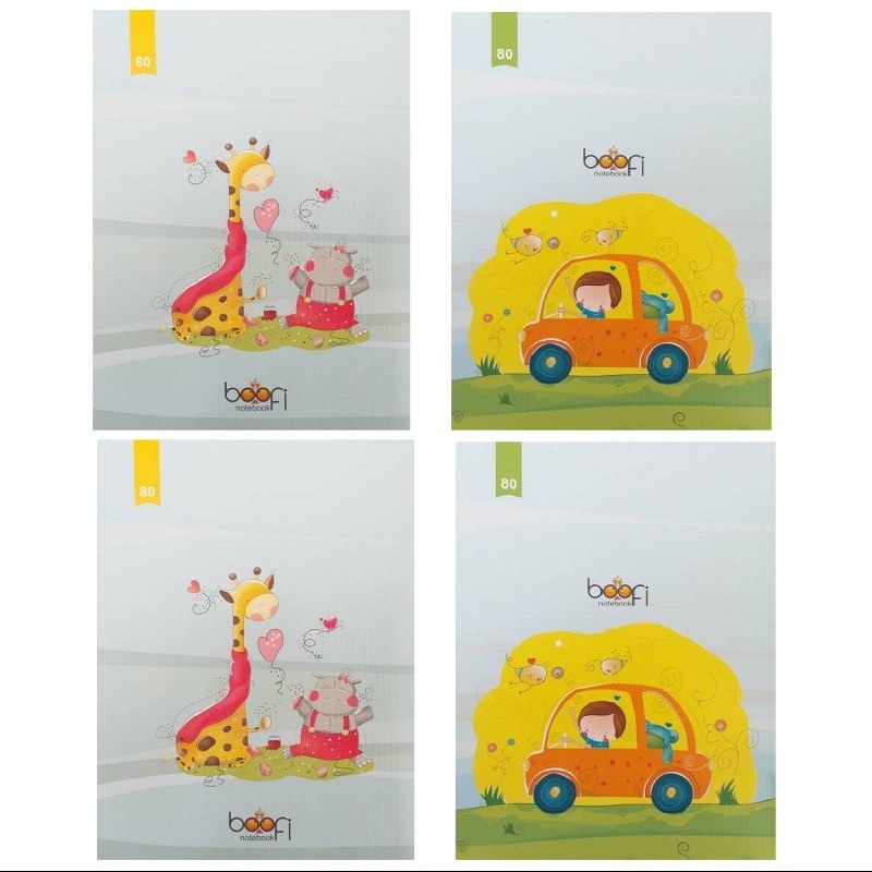 دفتر 80 برگ مشق بوفی مدل شقایق بسته 4 عددی