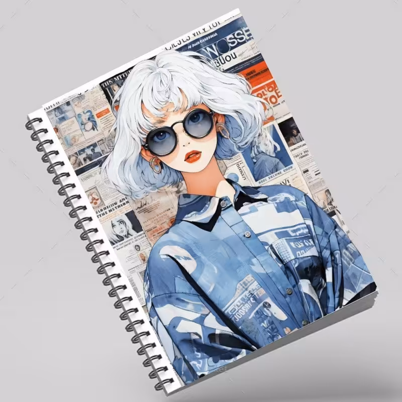 دفتر سیمی طرح gray girl 00