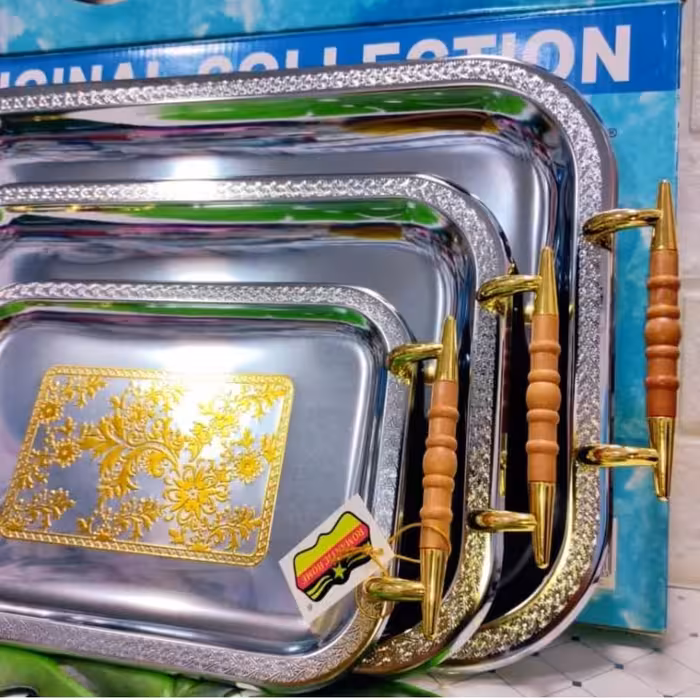 سینی  سه عددی  دسته استیل برند رومانتیک  (وارداتی)