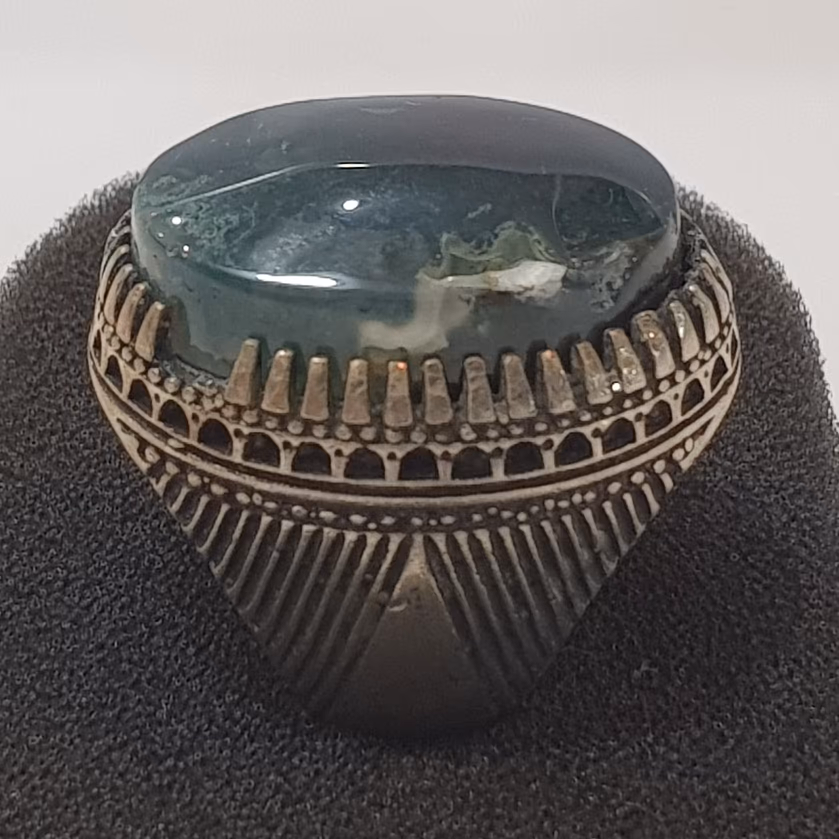 انگشتر عقیق شجر دریایی زیبای سبز لوکس و سنگین