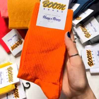 جوراب نارنجی ساقدار ساده پنبه فری سایز