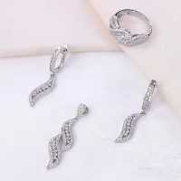 نیم ست نقره نگین زیرکونیا با روکش طلا کد 16120