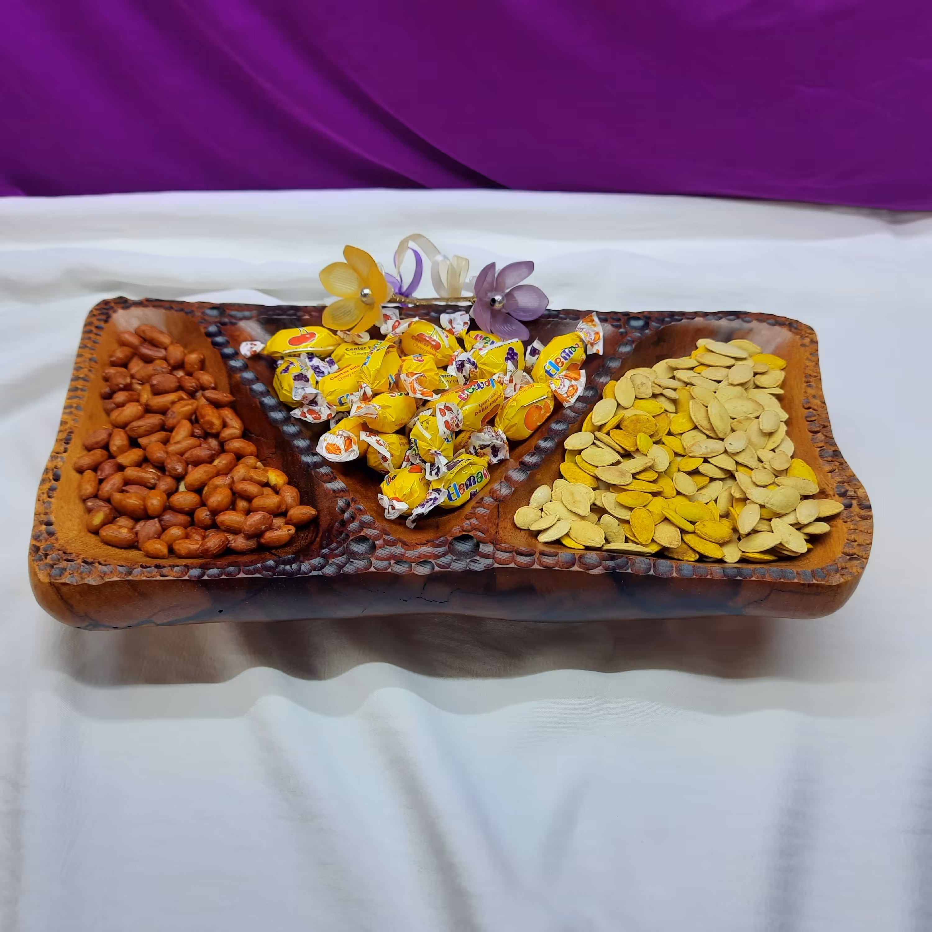 اردوخوری 3 خانه چوب کنار پایه دار  مناسب آجیل تنقلات و...