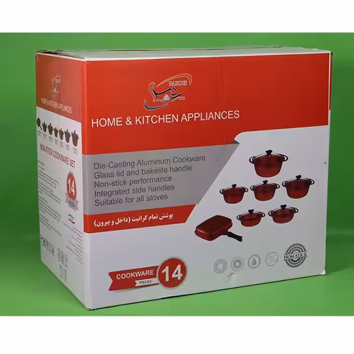 سرویس 14 پارچه ، مشکی  نچسب با پوشش گرانیتی 