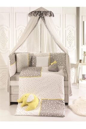 سرویس خواب نوزادی گارددار 8 تکه مام شاپ رنگ طوسی لیمویی فیل  momishop 2020