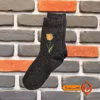 جوراب پشمی گرم طرح لاله رنگ خاکستری کد KL04 مناسب پاییز و زمستان