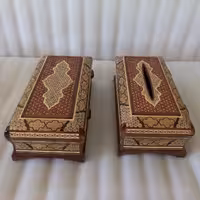 ست جعبه جا کارد و چنگال و جا دستمال کاغذی تمام خاتم اعلا