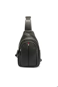کوله پشتی مشکی مردانه سیاه کیف آویز چرم 21401A6F Tergan