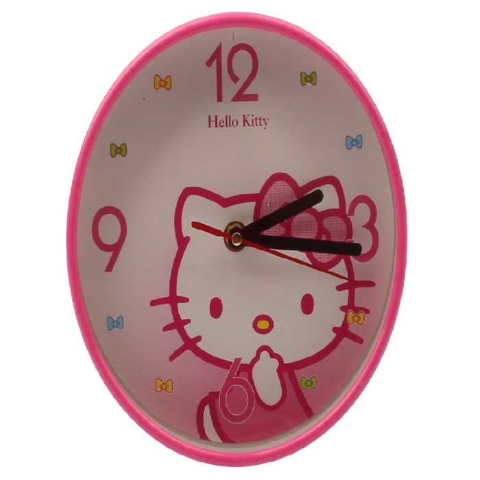 ساعت دیواری آرام گرد دخترانه طرح هلوکیتی Hello kitty (سایز کوچک)