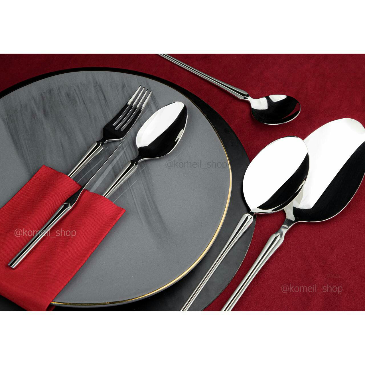 سرویس قاشق چنگال 42 نفره  لاکچری 168 پارچه براق و مات ( Happy family ) 7 S