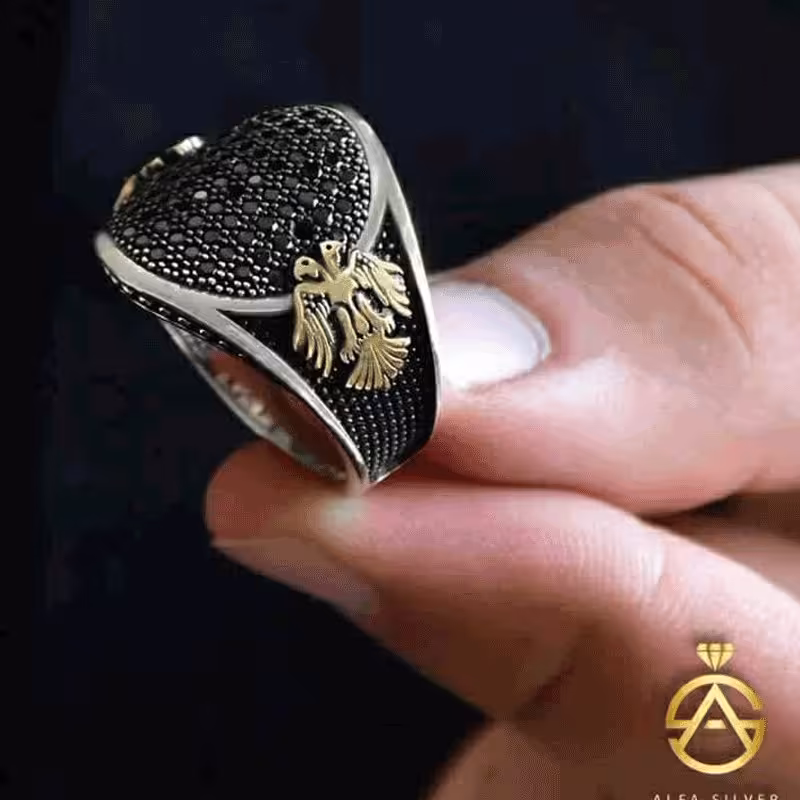 انگشتر نقره مردانه ترک نگین های اتمی RM635