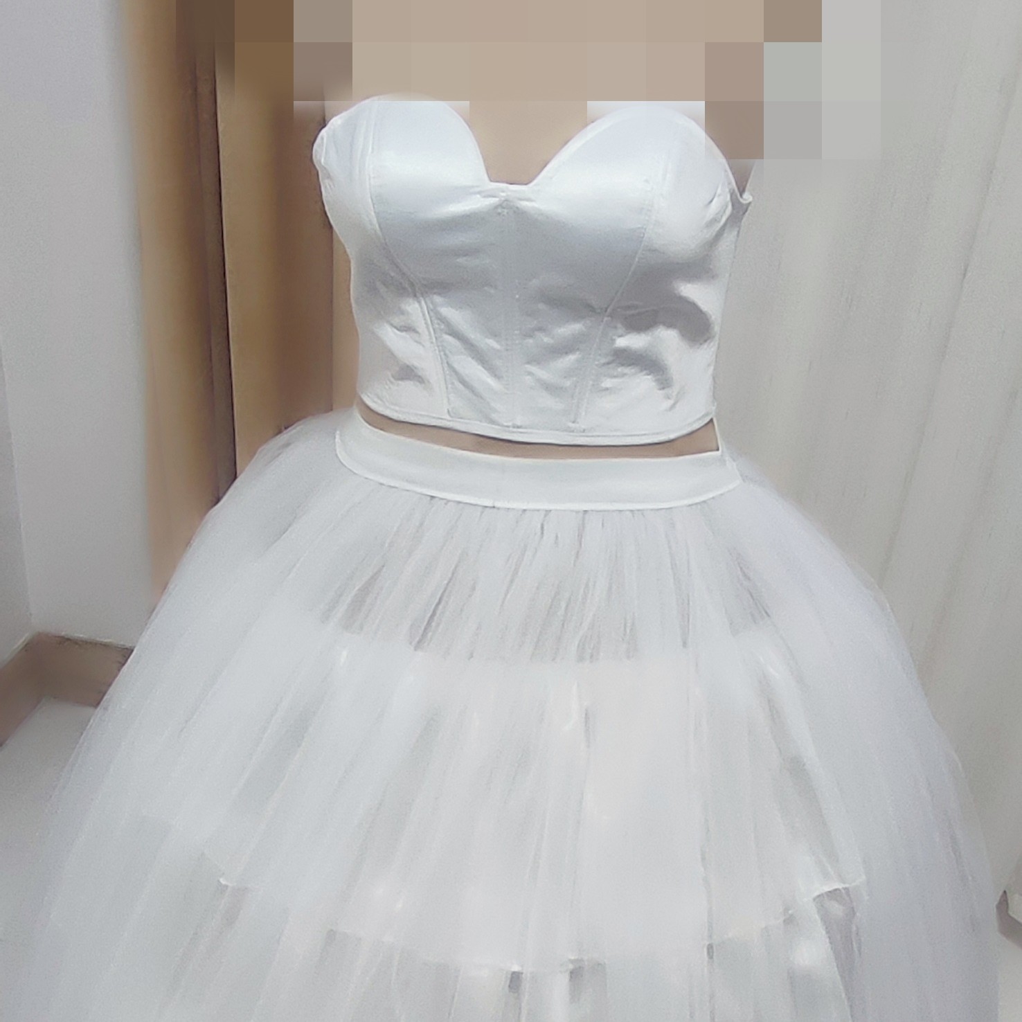 زیر ساز لباس عروس تاپلکس  دکلته فنر کشی شده   بهمراه ژپون 5 فنره جنس ساتن  امریکایی  