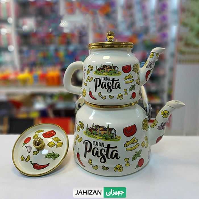 کتری و قوری لعابی لایت مدل Pasta