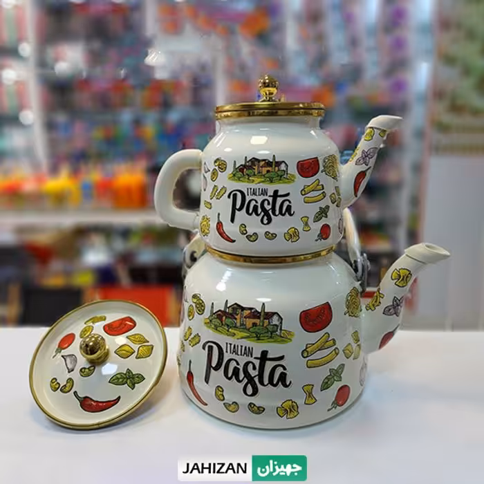 کتری و قوری لعابی لایت مدل Pasta