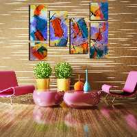 تابلو شاسی طرح نقاشی رنگارنگ سایز 60X80