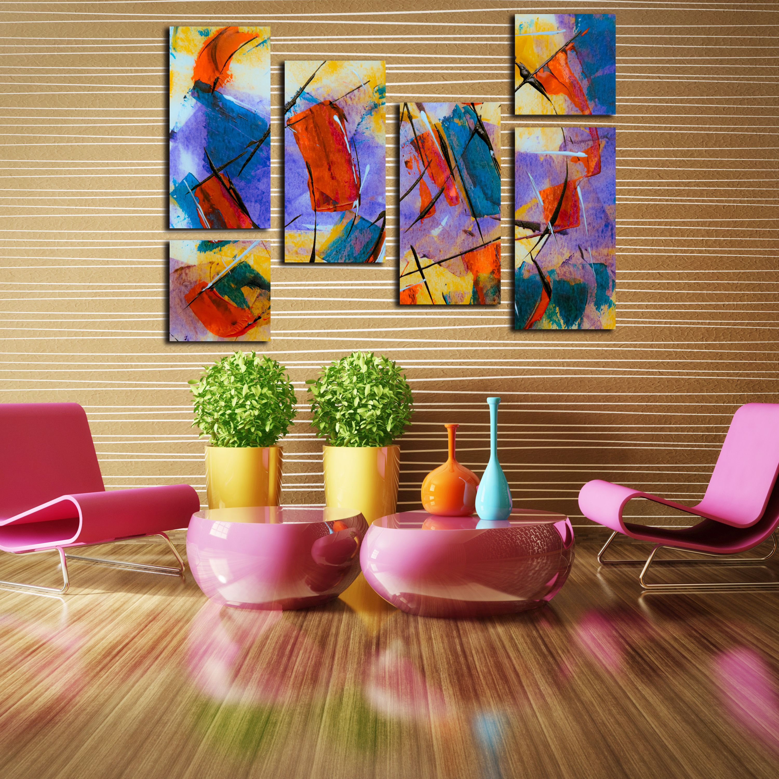 تابلو شاسی طرح نقاشی رنگارنگ سایز 60X80