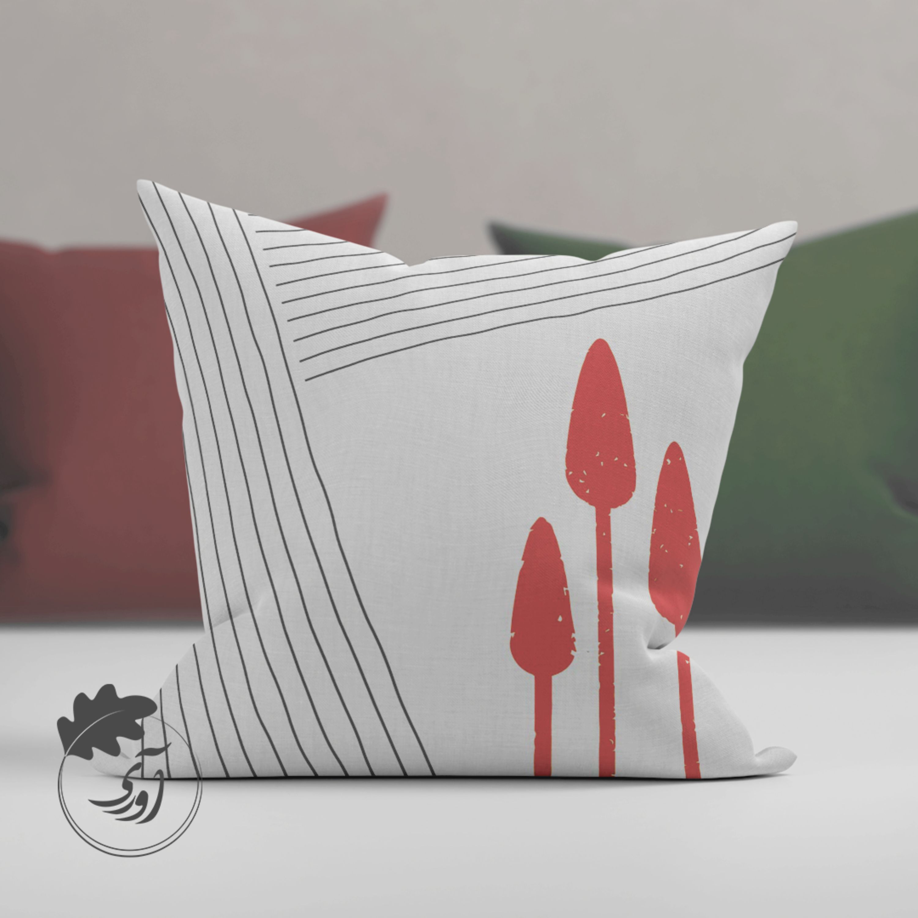 کوسن مخمل طرح سرو سرکش 45 در 45 سانتی