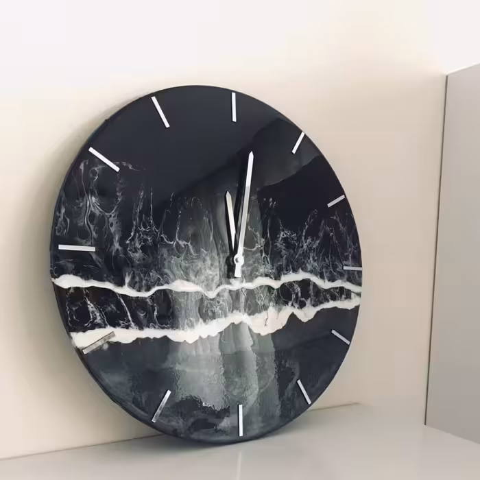 ساعت دیواری رزینی طرح دریا دوبعدی قطر40
