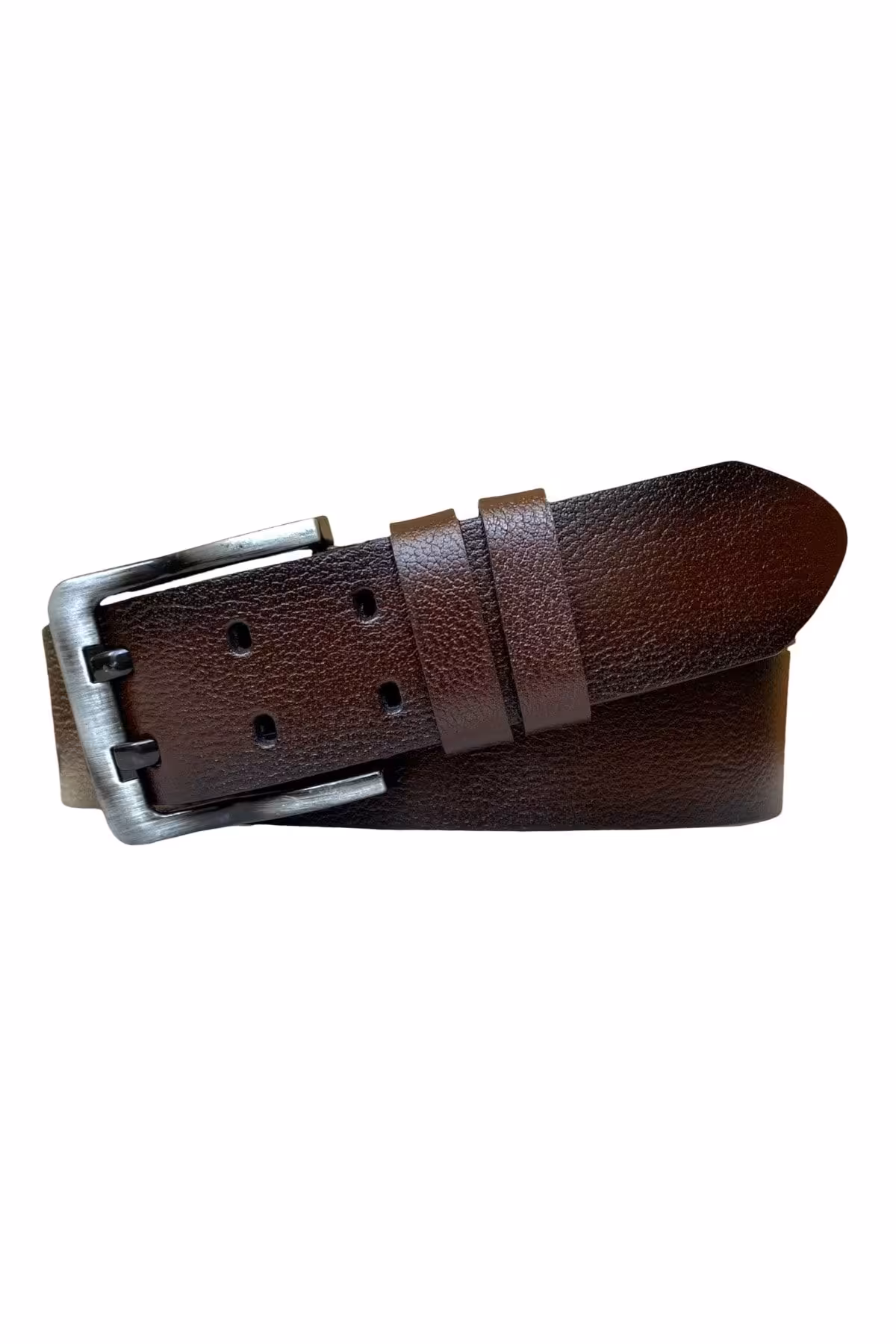 کمربند چند رنگ مردانه و زنانه 100% چرم اصل دو زبانه قهوه ای تیره 4.5 سانتی متری جین یک تکه اسپرت GoDeri