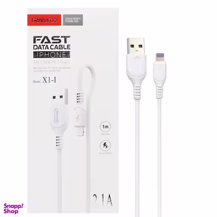 کابل 2.1 آمپر USB به لایتنینگ ترانیو (Tranyoo) مدل X1 به طول 1 متر