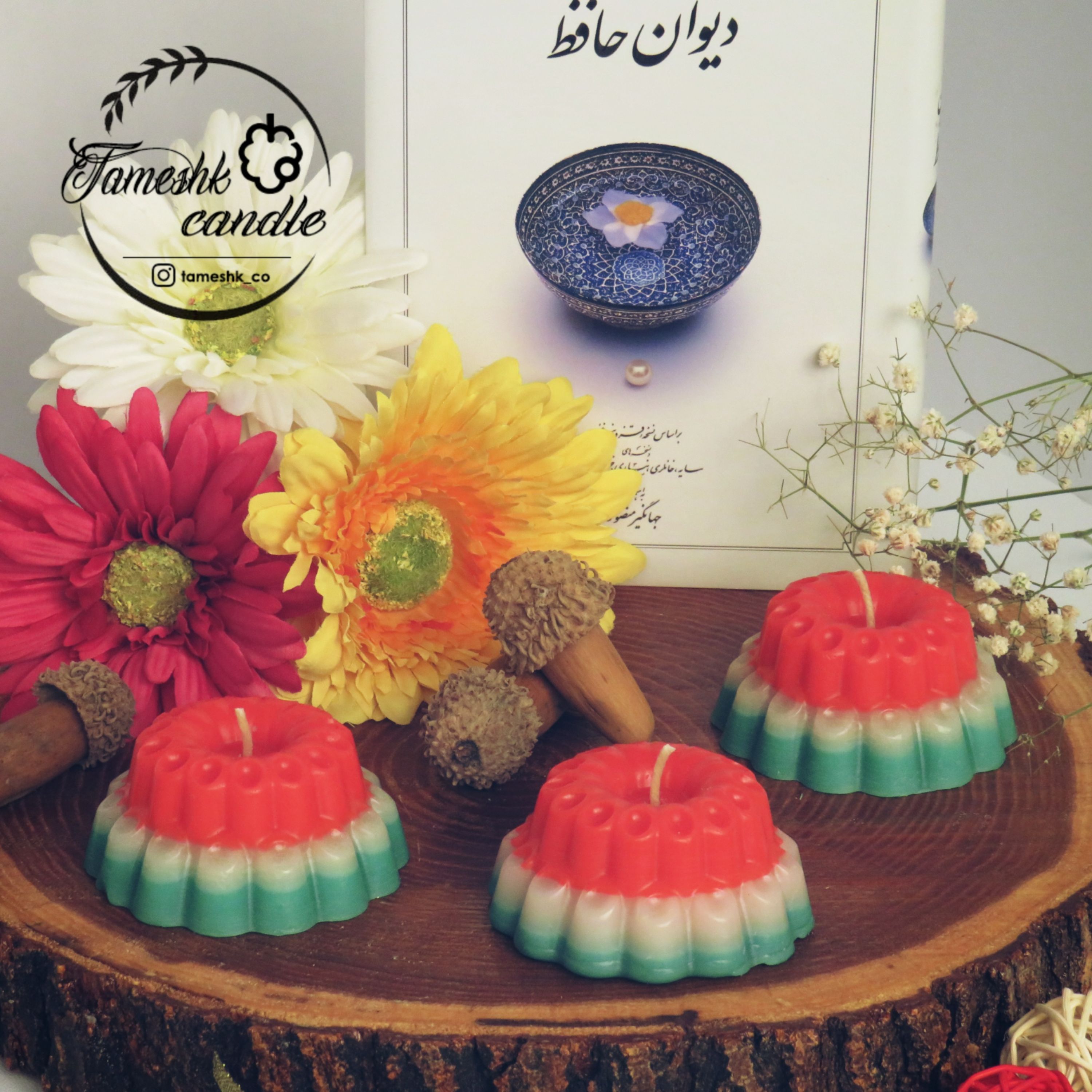 شمع گل مطبق یلدایی