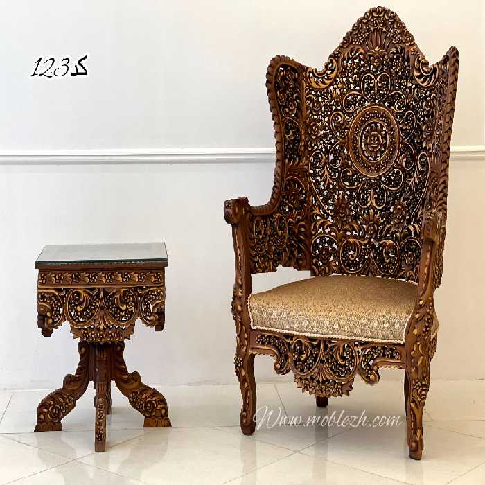 مبل گلریز منبت دست کد 123 ست 9 نفره