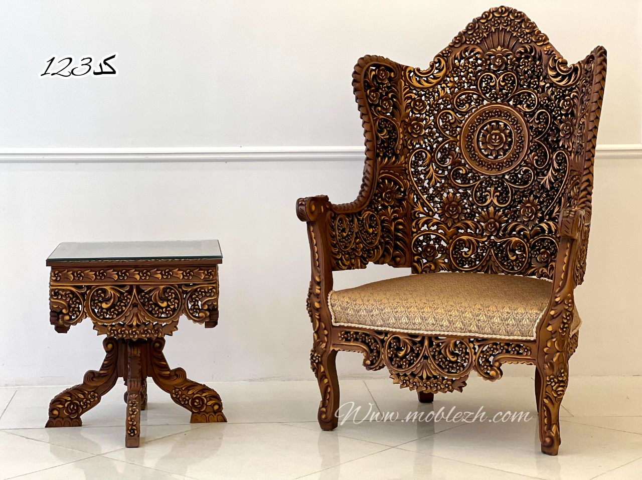 مبل گلریز منبت دست کد 123 ست 9 نفره